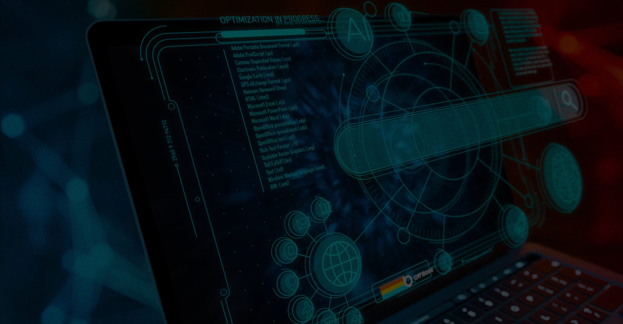 A laptop displaying a Header Image futuristic AI-powered search interface, representing modern SEO and how AI is transforming game discovery in 2026. This image has some opacity layered over it as it is a background image.